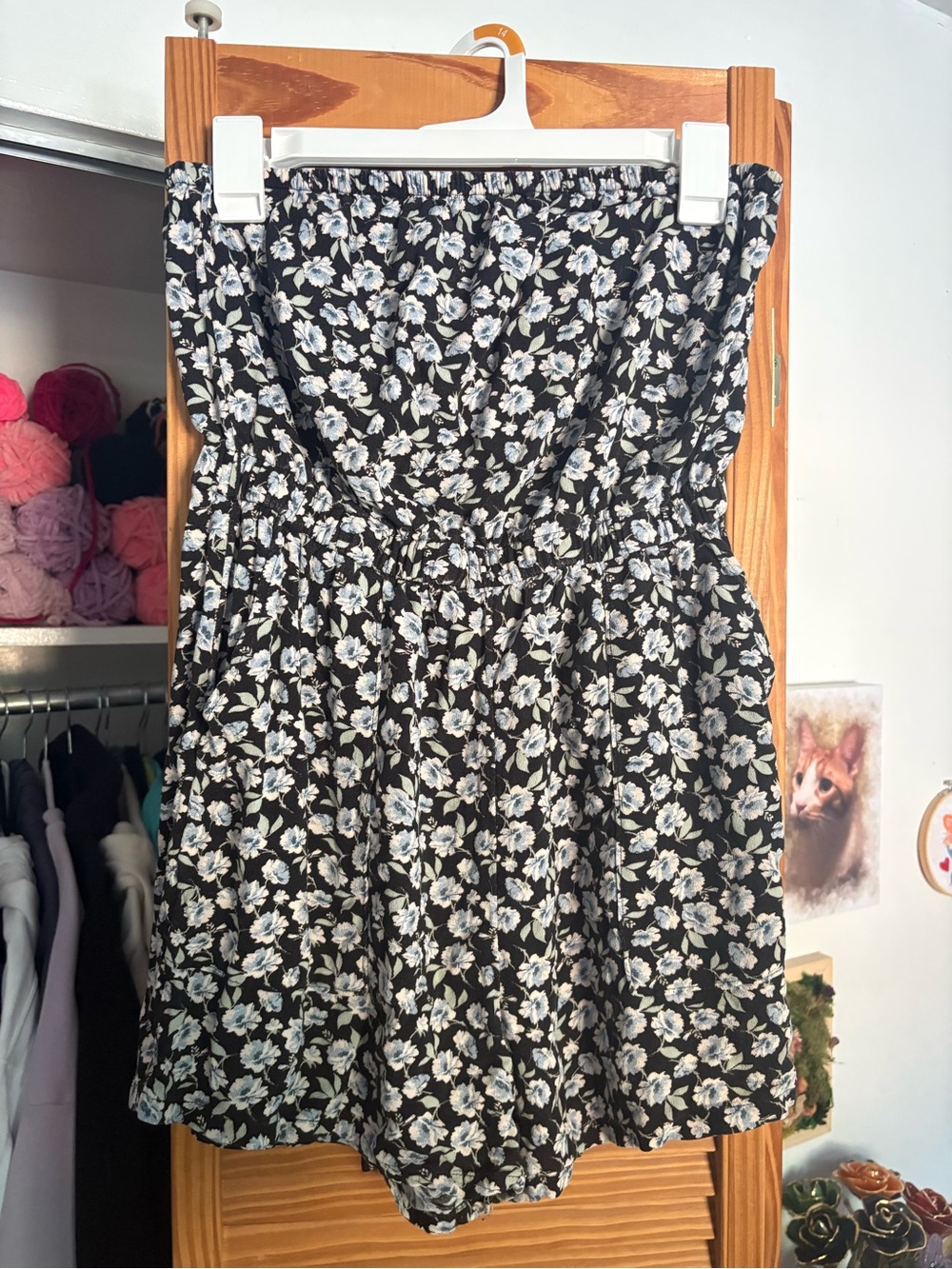 American Eagle Floral Strapless Romper | Size Small | Pockets
